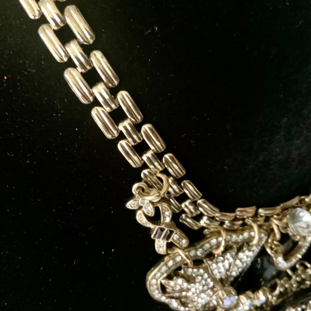 Dramatic Vintage Statement Necklace W/Earrings Bl… - image 6